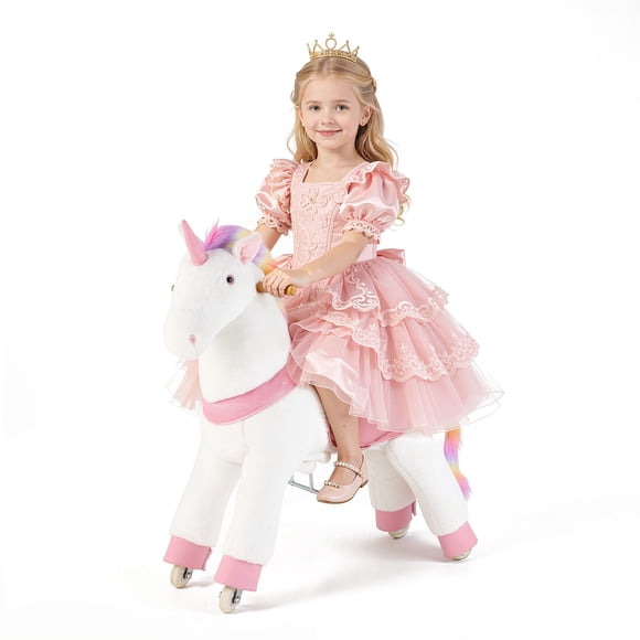 VEVOR Ride On Horse, Riding Unicorn Toys for Kids, No Battery Required, Smooth Wheels with Anti-Roll Stop Ring, Upgraded Raised Seat, Handles, 176 lbs Max Load Capacity