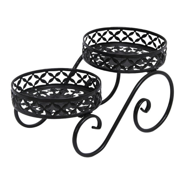 Vrorvz 2 Tier Metal Shelf Stand for Living Room Balcony Window Sill Coffee Table Use Decorative Openwork Plant Holder Sturdy Multi Functional Storage Organizer