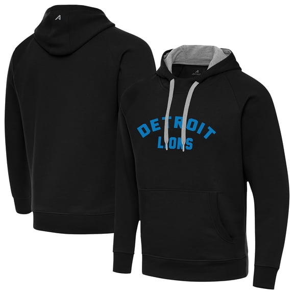 Men's Antigua Black Detroit Lions Victory Hoodie