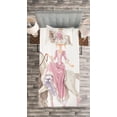 thumbnail image 3 of Ambesonne Feminine Quilted Bedspread Set 2 Pcs, Cartoon on White Horse, Twin Size, Cream Pink, 3 of 3