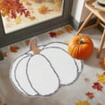 thumbnail image 6 of Deeceymbur Halloween Fall Pumpkin Shape Bath Floor Mat 23.62x15.75 Inch Blue Plush Rug Non-slip Washable Absorbent Floor Doormat for Thanksgiving Hotel Decor, 6 of 6