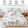 thumbnail image 5 of Full Size Fitted Sheet Set - Bicycles 3 Piece Bedding Sets 16" Deep Pocket Fitted Sheet with 2 Pillowcases White Vintage Vehicle Modern Abstract Art Brushed Microfiber Hotel Luxury Bed Sheets, 5 of 9