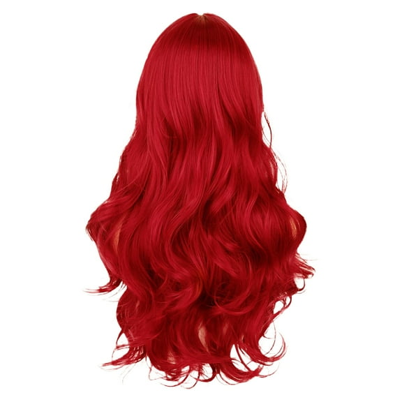Yoofe Wigs Human Hair,Red Women's Long Wavy Wig with Center Curl Natural Looking Heat Impervious Synthetic Fiber Wave Wigs for Women Natural Color 1Pc,26 Inches