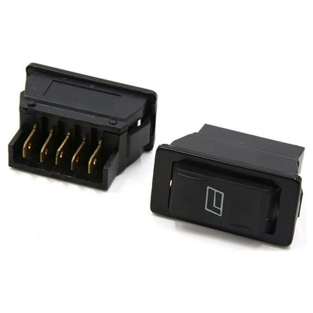 2Pcs 5 Patillas Conmutador Negro Interruptor Basculante Elevalunas Eléctrico de Coche