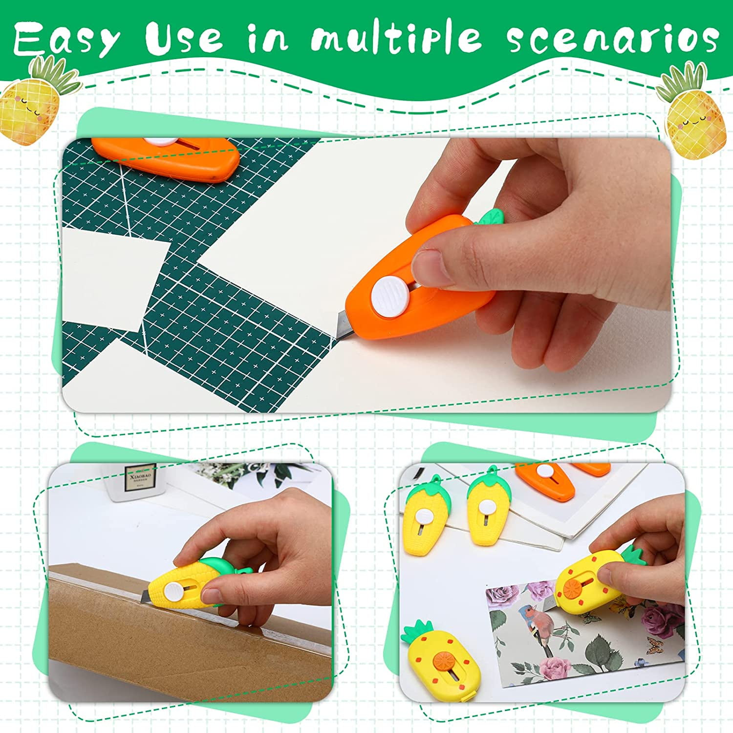 6 Pack Mini Creative Cloud and Penguin Shaped Portable Box Cutter Cute  Paper Cutter Cutting Paper Blade for Home Office School Supplies Stationery