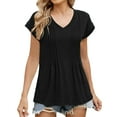 thumbnail image 2 of Tittly T Shirts for Women Spring Tops for Women Womens Tops Casual Summer Sleeve T Shirts Trendy Ruffle Short Sleeve Loose V Neck Tunic Tops Tshirts Shirts Basic Tees Black L, 2 of 9
