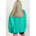 thumbnail image 3 of Women's Sea Green Oversize Blessed Embroidered Mock Neck Sweatshirt – Casual Autumn Essential, XL, 3 of 5