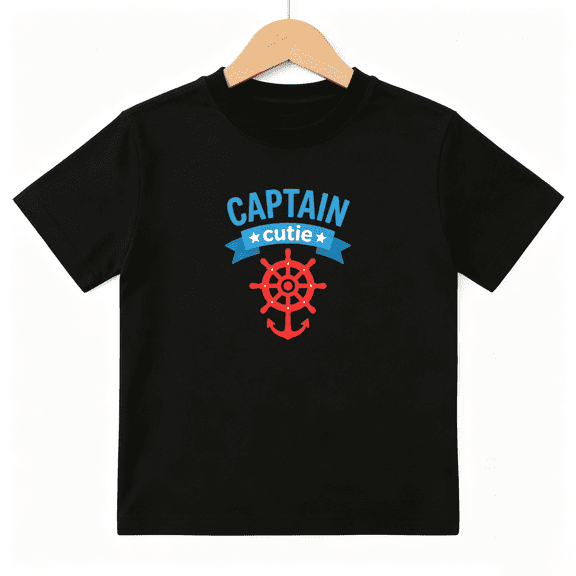 Captain Cutie Nautical Anchor Boys Graphic Tee, Summer Beach 100% Cotton Kids Short Sleeve T-Shirt 4-13Y