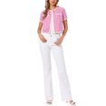 thumbnail image 2 of INSPIRE CHIC Women's Tweed Knit Jacket Short Sleeve Crew Neck Cropped Cardigan Hot Pink XL, 2 of 6