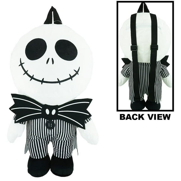 Disney Nightmare Before Christmas "Jack" Plush Backpack, Male, 5.75" x 1" x 8", Black & White