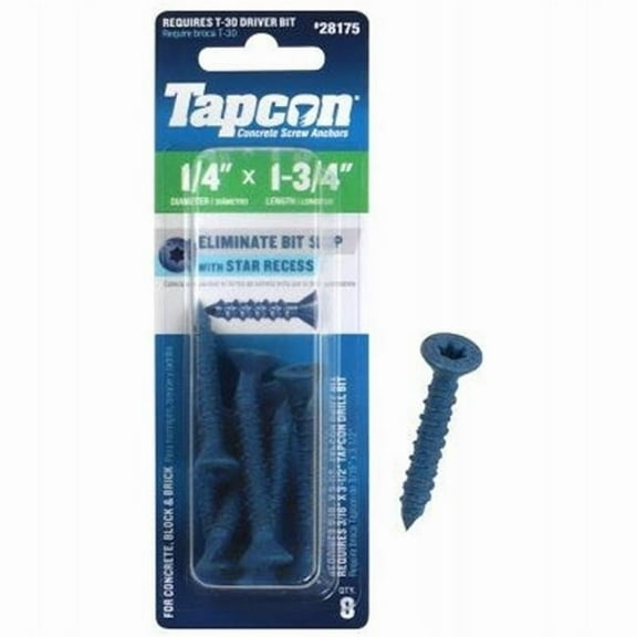 Tapcon 28175 1/4x1-3/4 Blue Star Drive Bugle Head Concrete Anchors 8/Box