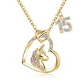 thumbnail image 2 of Turandoss Birthday Gifts for Girls Necklace 14K-Gold-Plated Heart Pendant Unicorn Girls Jewelry Birthday Gift for 15 Year Old Girl Unicorn Necklaces Unicorns Mothers Day Birthday Gifts for Girls, 2 of 8