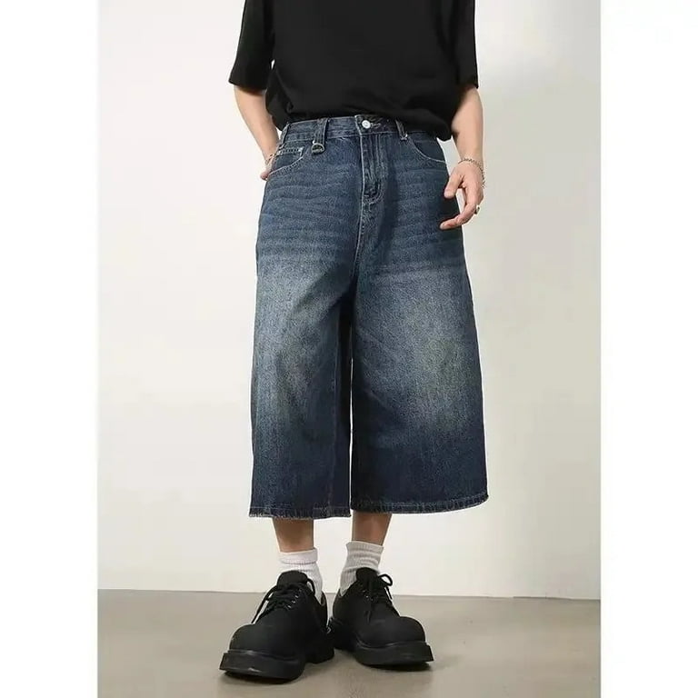 Women Y2k Style Baggy Denim Shorts Wide Leg Short Pants Fashion High Waisted Dark Wash Knee Length Loose Unisex Jeans Casual - Walmart.com Women Y2k Style Baggy Denim Shorts Wide Leg Short Pants Fashion High Waisted Dark Wash Knee Length Loose Unisex Jeans Casual - Walmart.com