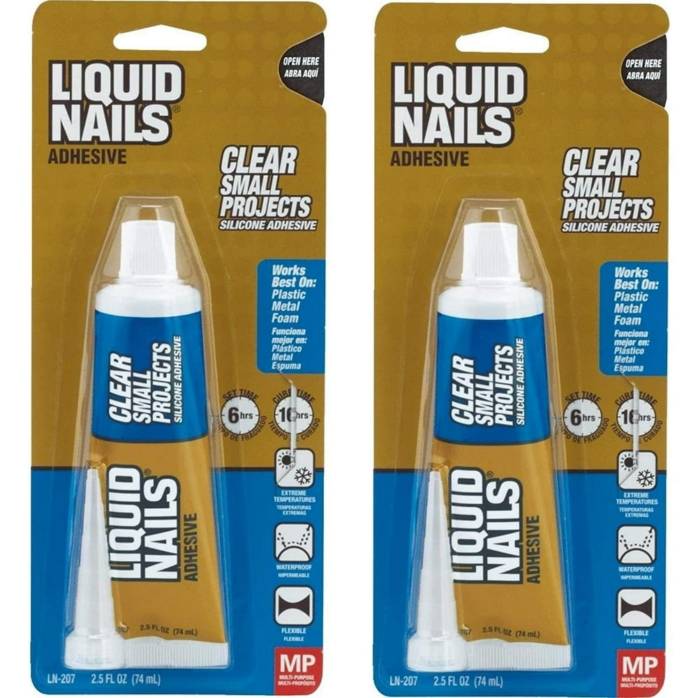 Liquid Nails LN207 Silicone Sealant, 2.5 oz, Carded, Clear, Paste 2 Pack