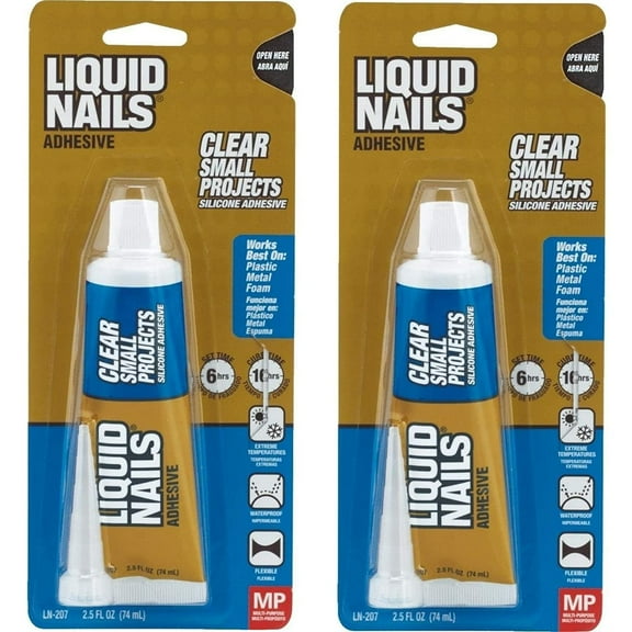 Liquid Nails Silicone Sealant Liquid Nail Caulk Tube - Clear - 2 Pack, 2.5 oz