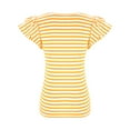 thumbnail image 4 of UYISJ Women's Ruffle Short Sleeve Striped T Shirts 2024 Summer Scoop Neck Slim Fitted Causal Basic Summer Tee Tops Yellow XXL, 4 of 9