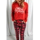thumbnail image 3 of ABPHQTO Ropa de estar por casa de dos piezas con estampado de tartán rojo Feliz Navidad para mujer, 3 of 5