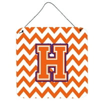 Letter H Chevron Orange and Regalia Wall or Door Hanging Prints