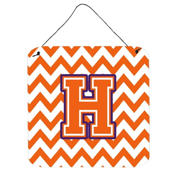 Letter H Chevron Orange and Regalia Wall or Door Hanging Prints