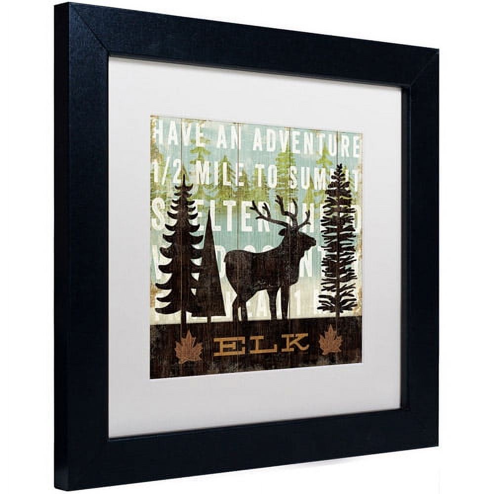 Trademark Fine Art "Simple Living Elk" Canvas Art by Michael Mullan, White Matte, Black Frame
