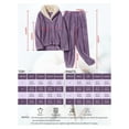 thumbnail image 7 of Seyurigaoka Women 2 Pcs Pajamas Set Solid Color Flannel Long Sleeve Hooded Pullover Tops + Casual Elastic Pants Sleepwear Loungewear, 7 of 7