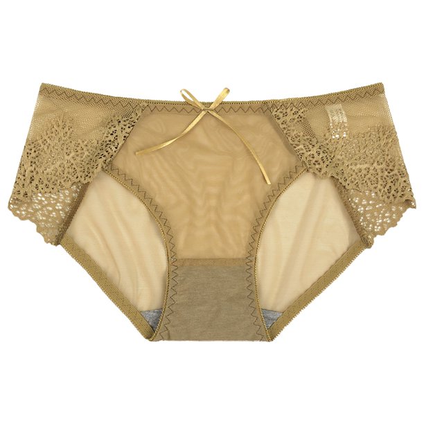 Gibobby Bikini elástico algodón Calzoncillos de malla de cintura para mujer Bragas de ropa interior de de algodón de color sólido(Amarillo,Talla única)