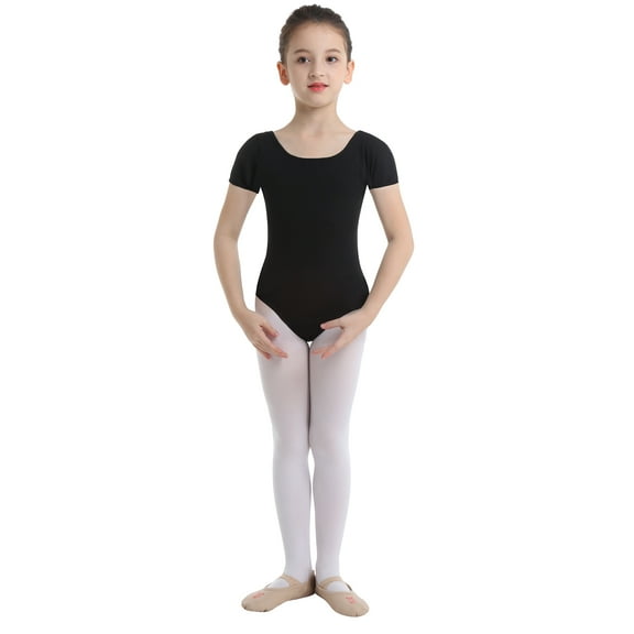 Xnihocha Kids Girls Basic Ballet Leotard Training Dance Gymnastics Bodysuit Dancewear Black 4