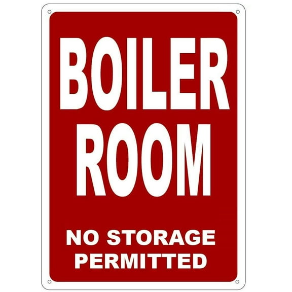 BOILER ROOM SIGN (Aluminium Reflective Signs, RED 10x14)