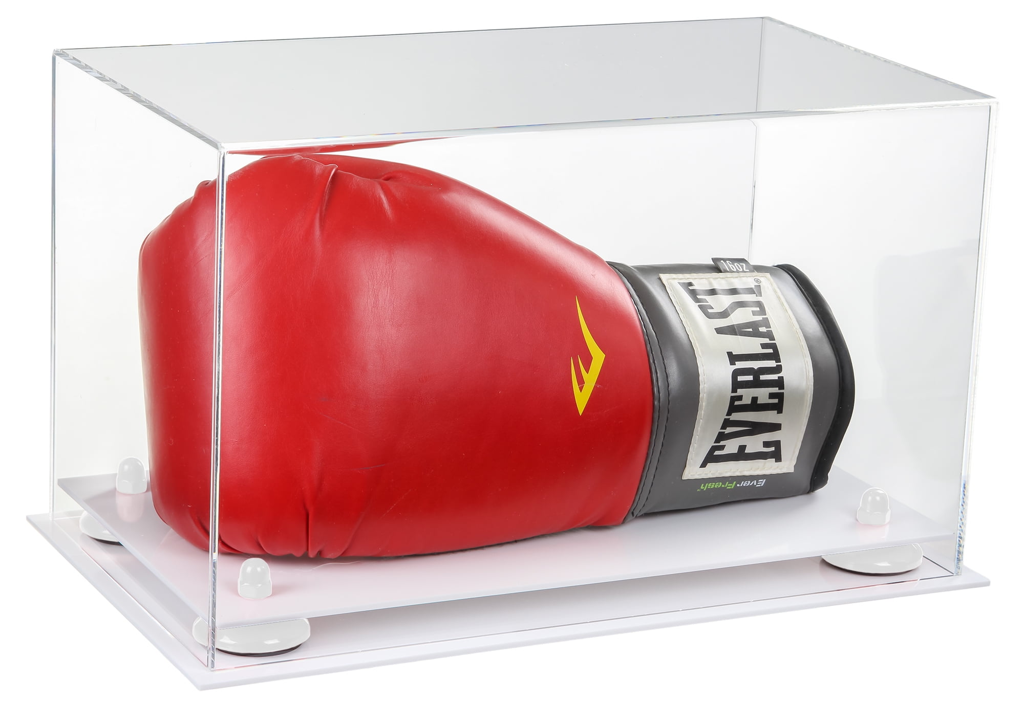 Clear Acrylic Single or Double Boxing Glove Display Case with White