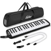 Eastar 37 Keys Melodica, Soprano Melodica Air Piano Keyboard Pianica with 2 Soft Long Tubes, Short Mouthpieces, Carrying Bag, Black