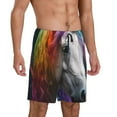 thumbnail image 2 of Sikiie Colorful Haired White Horse Mens Pajama Shorts, Lightweight Lounge Pant with Pockets Soft Sleep Pj Shorts for MenLarge, 2 of 6