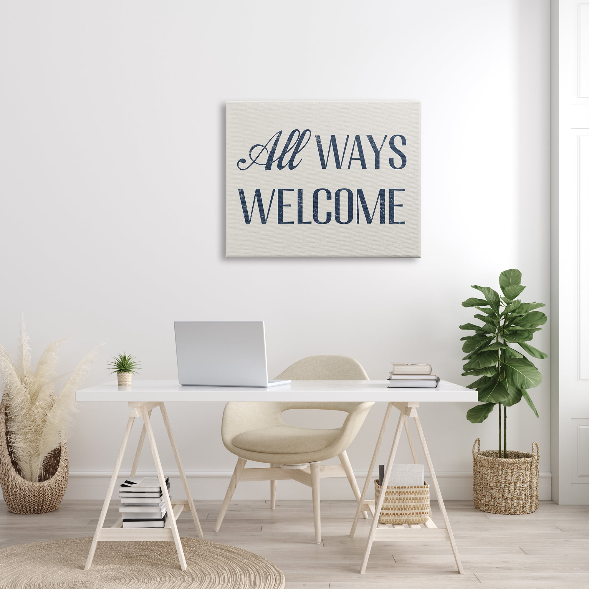 Stupell Industries All Ways Welcome Phrase Inspirational Painting Gallery Wrapped Canvas Print Wall Art, 40 x 30