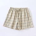 thumbnail image 2 of Atogsazn Womens Summer Plaid Shorts Casual Cotton Elastic Waist Short Pants Wide Leg Beach Pant Outfit Gray M Fashion, 2 of 3