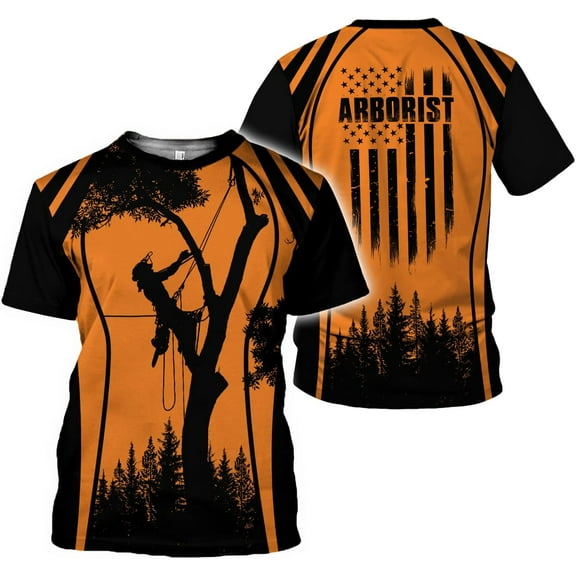 Personalized Arborist T-Shirt 3D, Woodworker Shirt, Mens Tree Climber Shirt (T-shirt, S)