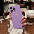 thumbnail image 1 of Personalised Customized Name Case For iPhone 16 15 14 13 12 11 Pro Max Initials Letters Leather DIY Cover 13 14 15 16 Pro Max purple for iphone 13Pro Max, 1 of 6