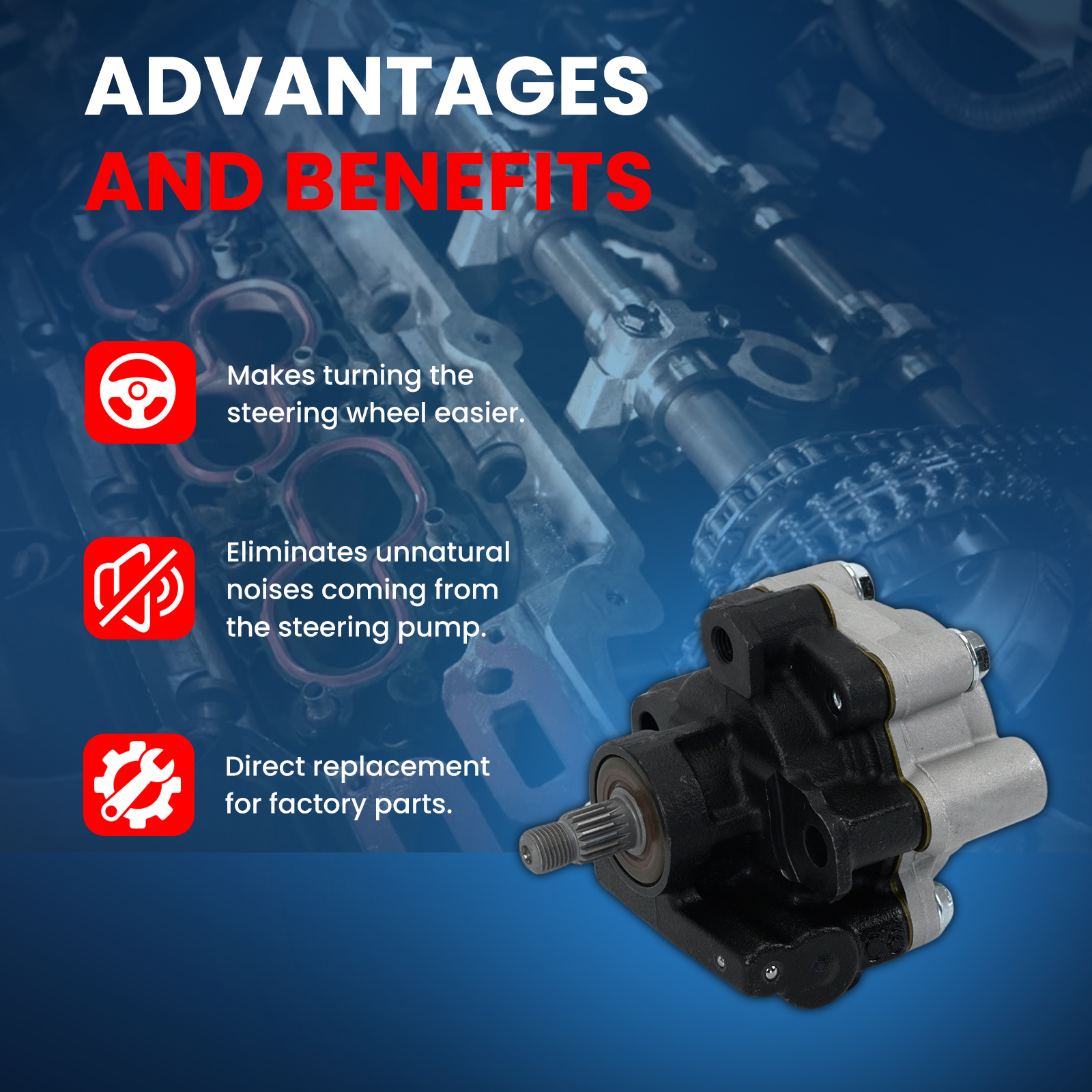MOCA AUTOPARTS Power Steering Pump Fit for 1995-2001 Toyota Camry 3.0L & 1998-2003 Toyota Sienna 3.0L & 2005-2007 Toyota Highlander 3.3L