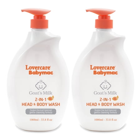 2-Pack LoverCare Babymac Goat's Milk 2-IN-1 Head & Body Wash-33.8 fl oz (1000ml)
