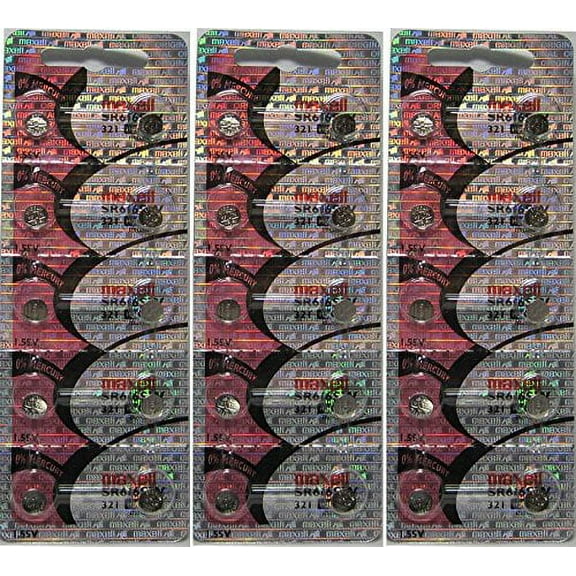 Genuine Maxell 321 SR616SW 1.55v Cell Button Battery x 30