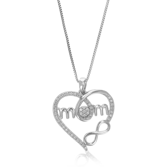 Vir Jewels 1/6 CTTW Lab Grown Diamond MOM Pendant Necklace in Sterling Silver with Chain For Women