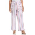 thumbnail image 1 of Ella Rafaella Pantalon Décontracté pour Femmes à Rayures en Mélange de Lin, Multicolore, Grande Taille, 2X, 1 of 1
