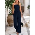 thumbnail image 4 of Conjunto Coordinado PRETTYGARDEN Top Tubo de Punto Acanalado y Pantalones Navy M, 4 of 7