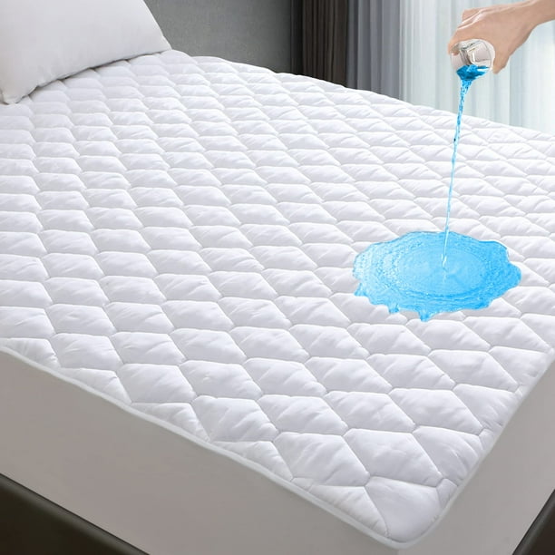 Protector de colchón Lunsing Queen, impermeable y transpirable, blanco