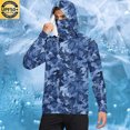 thumbnail image 5 of Dagegui UPF 50+ Men’s Hiking Shirts with Mask Long Sleeve Camo Fishing Hoodie Cooling Rash Guards Sun Protection Shirt Navy,M, 5 of 6