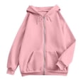 thumbnail image 5 of Oversized Zip Up Hoodie For Women Casual Long Sleeve Sweatshirts Fall Winter Track Jackets Light pink M, 5 of 8
