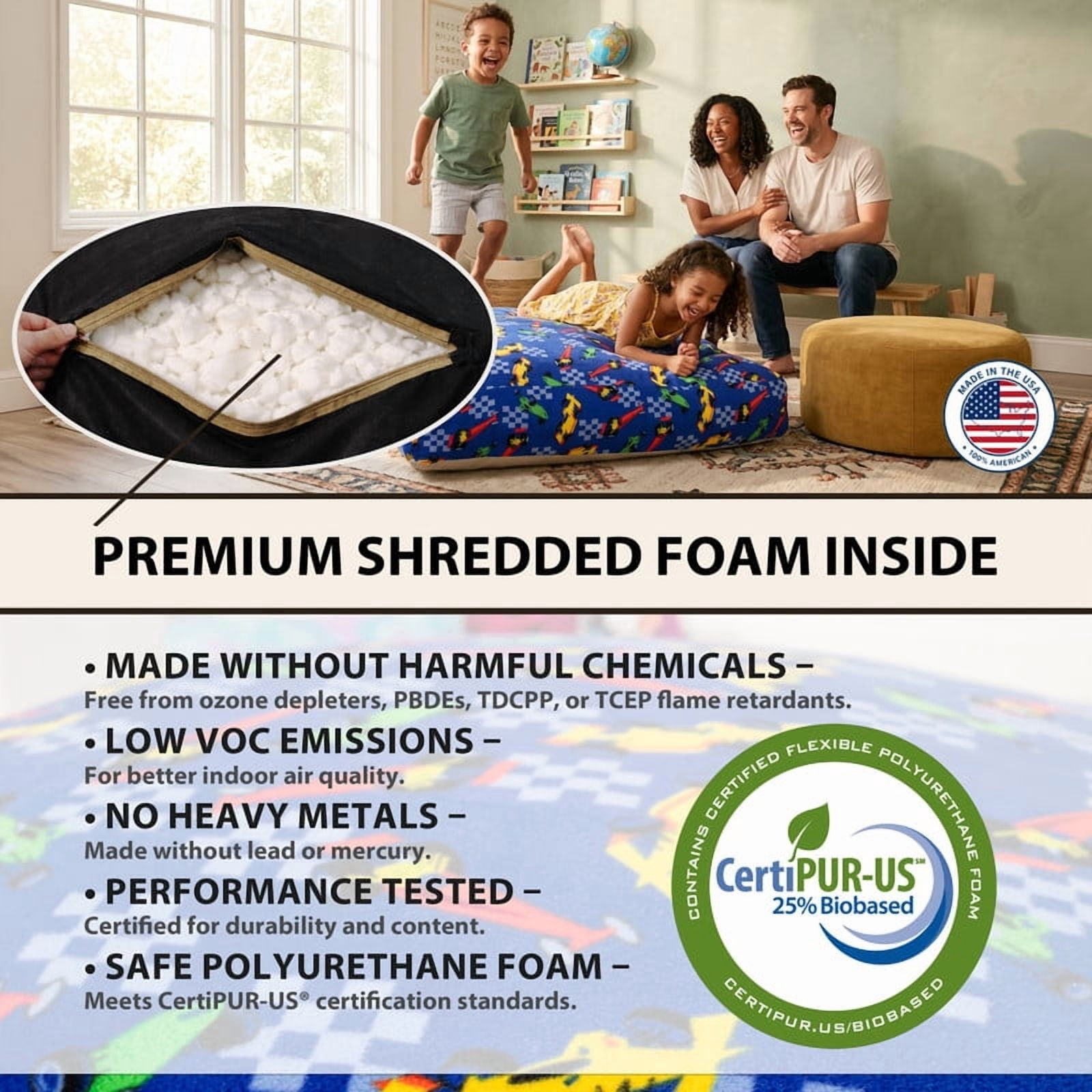 Sensory Crash Pad for Kids & Adults,Soft Landing Crash Mat with Foam Blocks,Removable and Washable Cover,Non-Slip Bottom for Jumping, Relaxing & Play,60" x 60"
