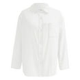 thumbnail image 5 of vigerkar Womens Button Down Shirts Long Sleeve Dress Linen Shirts Casual Collared Cotton Button Up Blouses Oversized Tops with Pockets White, XXL, 5 of 6