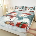 thumbnail image 3 of Manfei Cute Xmas Snowman Bed Sheets,Christmas Gifts King Sheets,White Blue Red Sheet Set For Girl Kids,Microfiber Bedroom Decor,4 Pieces, 3 of 7