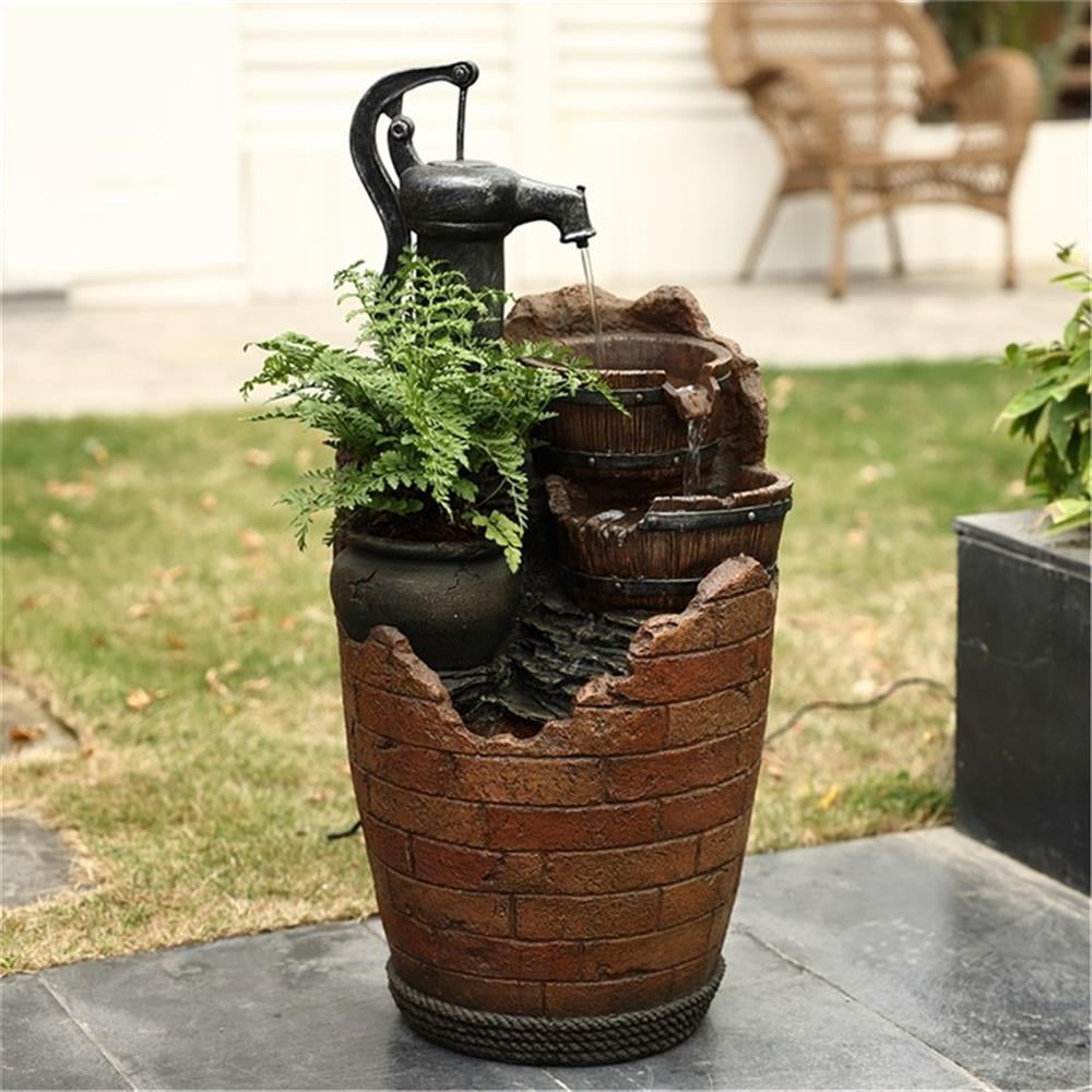 Jeco Glenville Water Pump Cascading Outdoor Polyresin Water Fountain