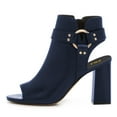 thumbnail image 2 of FSJ Women Chic Peep Open Toe Ankle Booties Block High Heel Metal Buckle Sandal Pumps Cutout Ankle Strap Zipper Party Shoes Size Size 7 Navy, 2 of 4