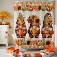 thumbnail image 3 of Shower Curtain 72"W x 84"L Fall Gnomes Thanksgiving Pumpkins Fabric Shower Curtains Set with Hooks Water Repellent Bathroom Curtains Machine Washable Bathroom Accessories, 3 of 6
